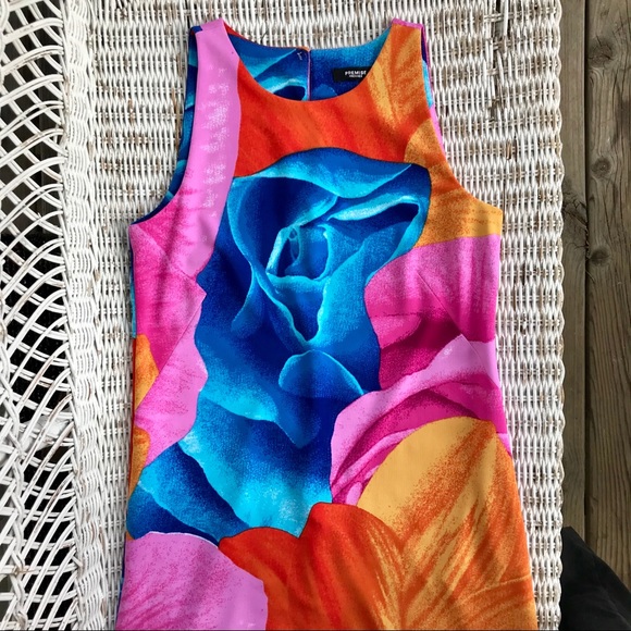 •ultra•rare• ‘Jasmine’ Vibrant Floral Watercolor Shift Dress • Size M - Picture 3 of 7